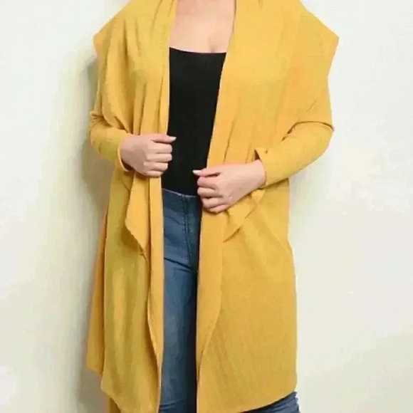 MUSTARD PLUS SIZE DUSTER - Picture 1 of 2